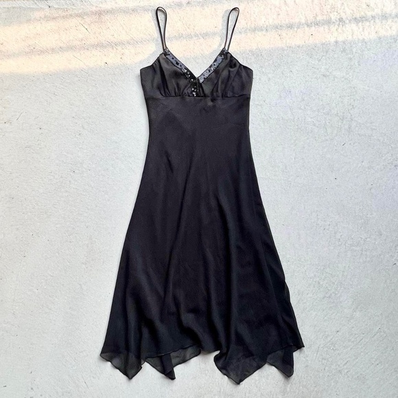 vintage 90s sequinned bust asymmetric hemline midi dress 🧚🏼♀️ - Picture 1 of 6